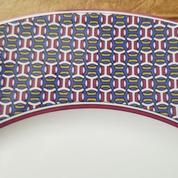 RARE AUTHENTIC HERMES CHINA TIE SET MAILLE DESSERT SALAD APPETIZER ACCENT PLATE - Picture 2 of 9
